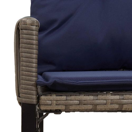 Комплект за външни мебели 7 pcs Сив и тъмен син полиратан