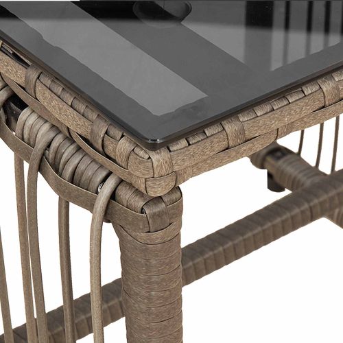 Комплект за външни мебели 7 pcs Сив и тъмен син полиратан