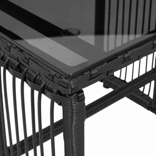 Комплект за външни мебели 7 pcs Черен и Туркоаз полиратан