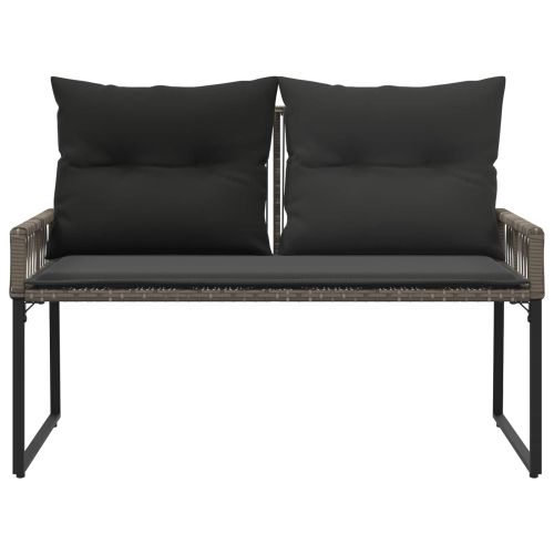 Външна пейка с възглавница 4 pcs Сив и тъмен сив полиратан