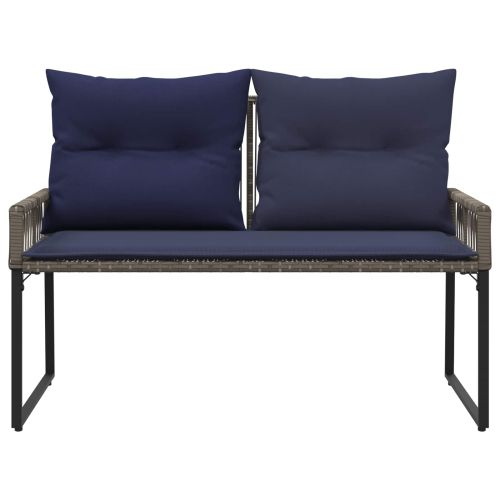 Външна пейка с възглавница 4 pcs Сив и тъмен син полиратан