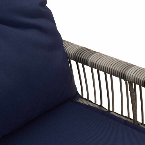 Външна пейка с възглавница 4 pcs Сив и тъмен син полиратан