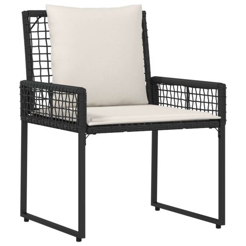 Комплект за външни мебели 4 pcs Черно и кремаво бяло