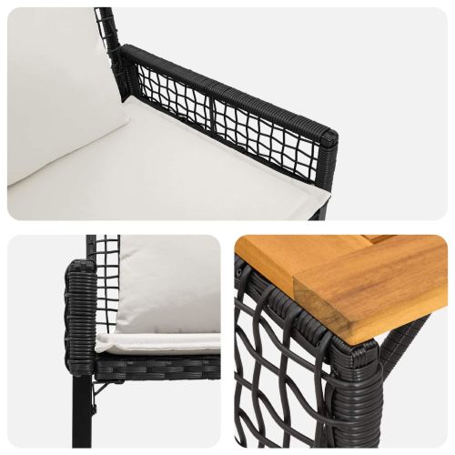 Комплект за външни мебели 4 pcs Черно и кремаво бяло