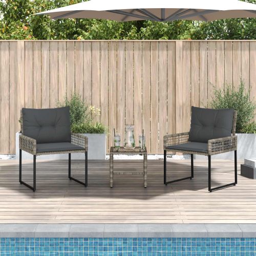 Комплект за външни мебели с възглавница 3 pcs Сив