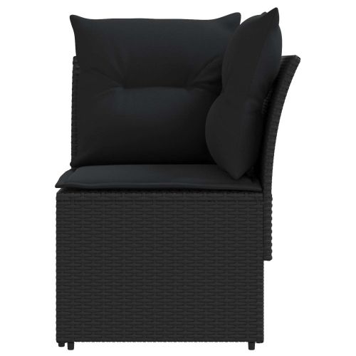 Диван с подлакътник за градина с ъглов диван 2 Брой Черно