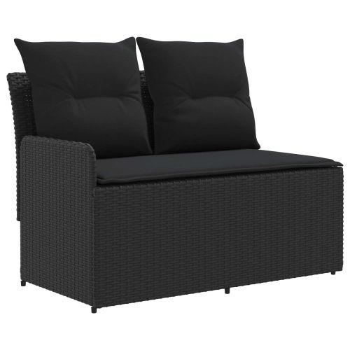 Диван с подлакътник за градина с ъглов диван 2 Брой Черно