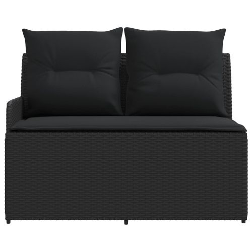 Диван с подлакътник за градина с ъглов диван 2 Брой Черно