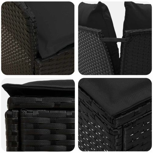 Диван с подлакътник за градина с ъглов диван 2 Брой Черно