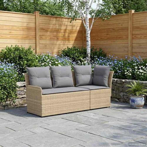 Диван с подлакътник за градина с ъглов диван 2 Брой ПЕ ратан