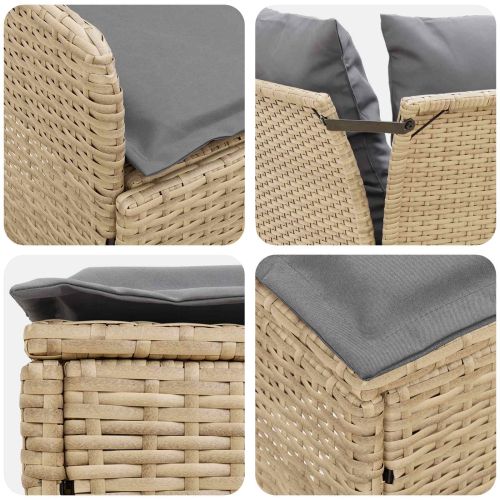 Диван с подлакътник за градина с ъглов диван 2 Брой ПЕ ратан