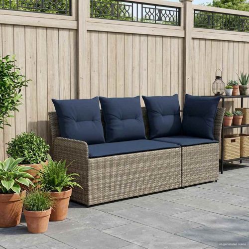 Диван с подлакътник за градина с ъглов диван 2 Брой ПЕ ратан