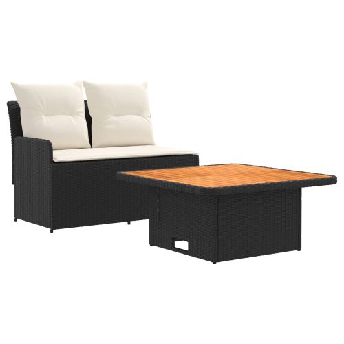 Диван с подлакътници за градина с подвижна маса 2 Брой ПЕ ратан