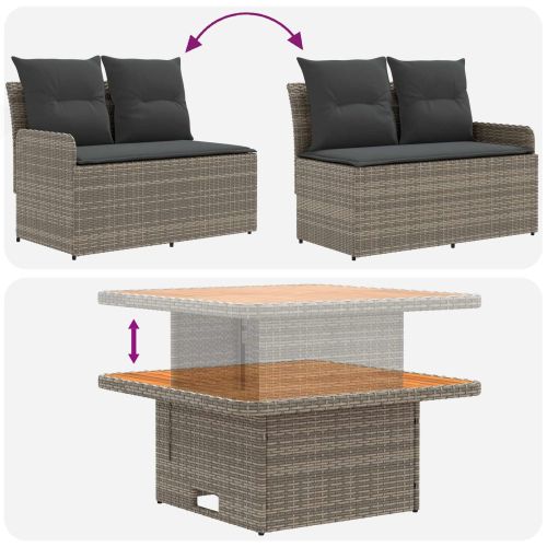 Диван с подлакътници за градина с подвижна маса 2 Брой ПЕ ратан