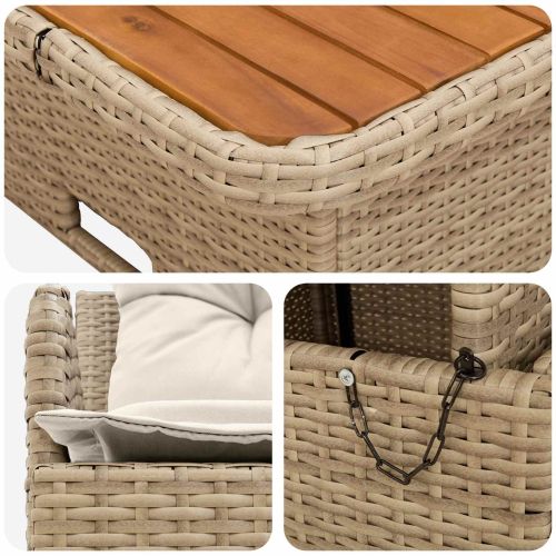 Диван с подлакътници за градина с подвижна маса 2 Брой ПЕ ратан