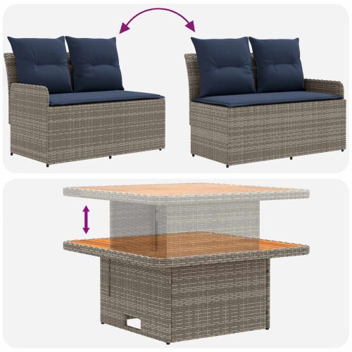 Диван с подлакътници за градина с подвижна маса 2 Брой ПЕ ратан