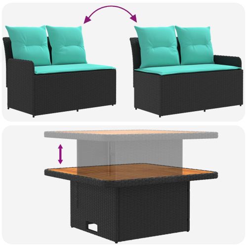 Диван с подлакътници за градина с подвижна маса 2 Брой ПЕ ратан