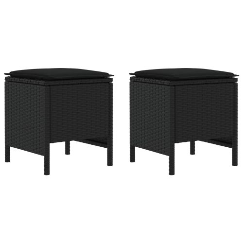 Табуретка за градина 2 Брой Черно 38 x 38 x 45 cm ПЕ ратан