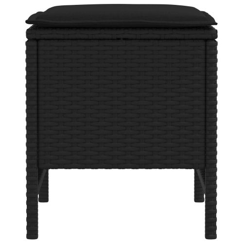 Табуретка за градина 2 Брой Черно 38 x 38 x 45 cm ПЕ ратан