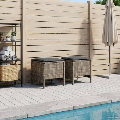 Табуретка за градина 2 Брой Сив и тъмен сив 38 x 38 x 45 cm