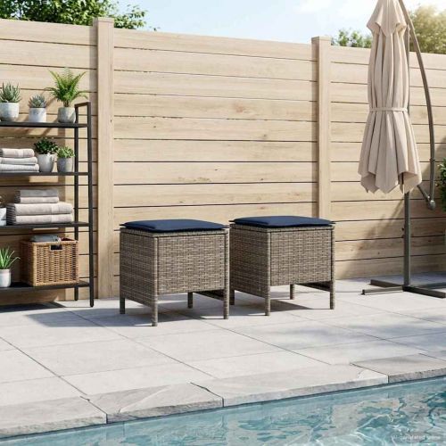 Табуретка за градина 2 Брой Сив и тъмен син 38 x 38 x 45 cm