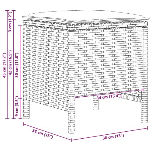 Табуретка за градина 2 Брой Сив и тъмен син 38 x 38 x 45 cm