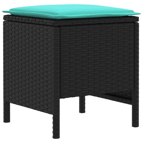 Табуретка за градина 2 Брой Черен и Туркоаз 38 x 38 x 45 cm