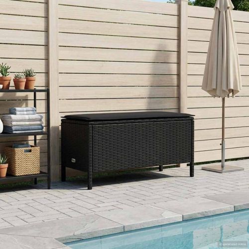 Табуретка за градина Черно 80 x 38 x 45 cm ПЕ ратан