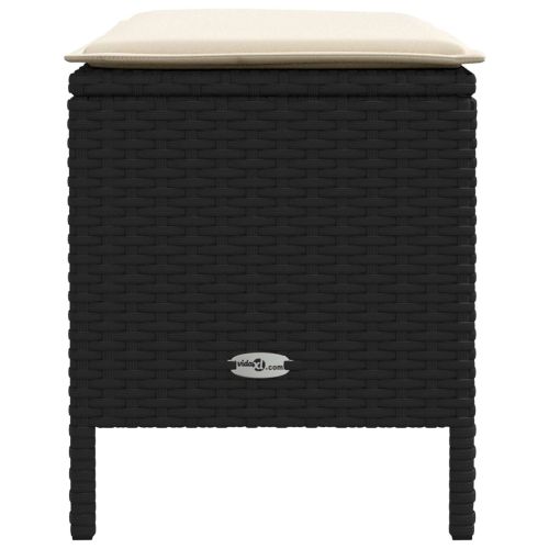 Табуретка за градина Черен и кремав 80 x 38 x 45 cm ПЕ ратан