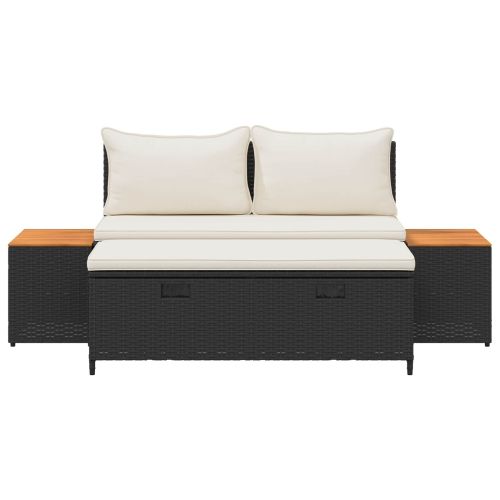 Комплект дивани за открито 4 pcs Черно и кремаво бяло