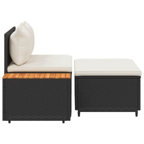 Комплект дивани за открито 4 pcs Черно и кремаво бяло