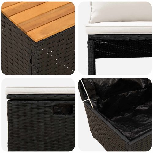 Комплект дивани за открито 4 pcs Черно и кремаво бяло