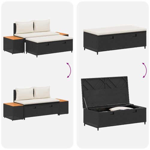 Комплект дивани за открито 4 pcs Черно и кремаво бяло