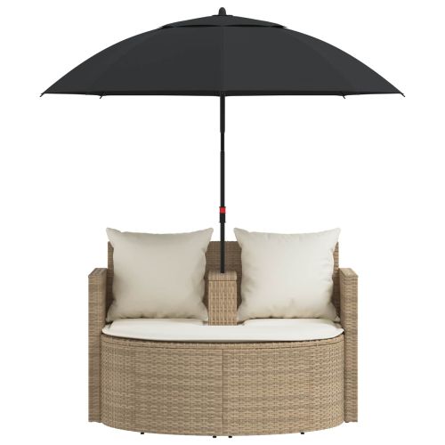 Градински диван 8 pcs Бежов и кремаво бял полиратан