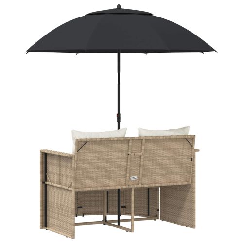 Градински диван 8 pcs Бежов и кремаво бял полиратан