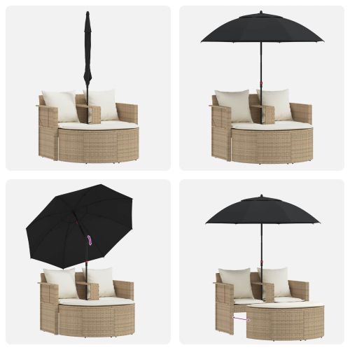 Градински диван 8 pcs Бежов и кремаво бял полиратан