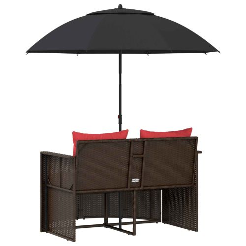 Градински диван Кафяво и червено 168 x 168 x 180 см полиратан