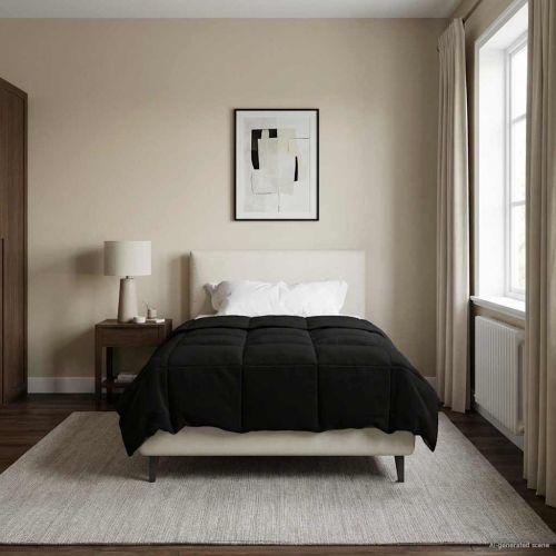 Летен юрган Патичено Черен 155 x 220 cm Микрофибър