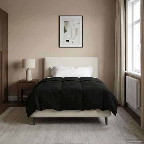 Пълно годишно юрганче Патичено Черно 140 x 200 cm Микрофибър