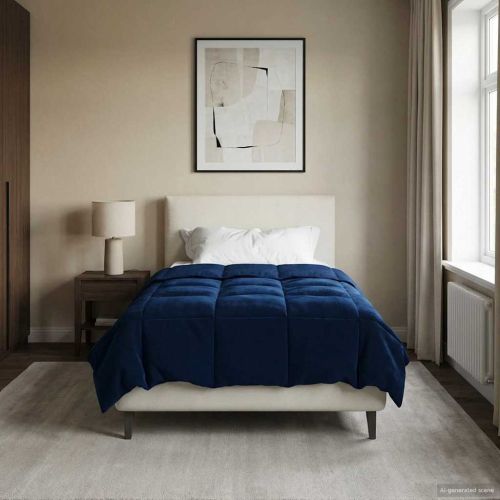 Пълно годишно юрганче Тъмен син 155 x 220 cm Микрофибър