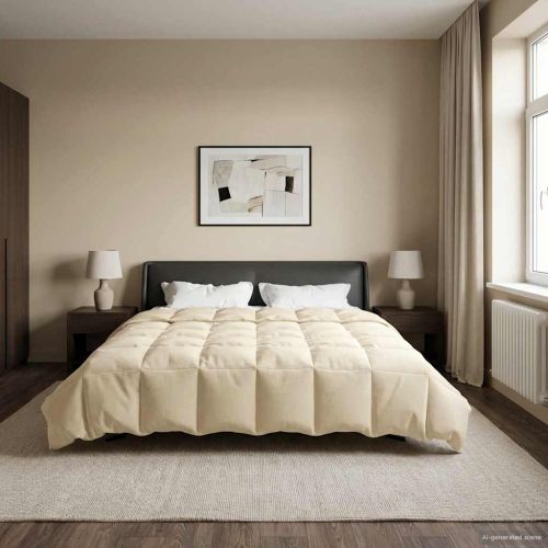 Пълно годишно юрганче Патичено Крем 240 х 260 см Микрофибър