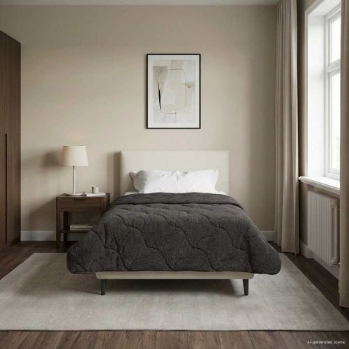 Летен юрган Антрацит 140 x 220 cm Микрофибър и тедди флийс