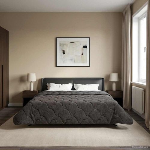 Летен юрган Антрацит 200 x 240 cm Микрофибър и тедди флийс