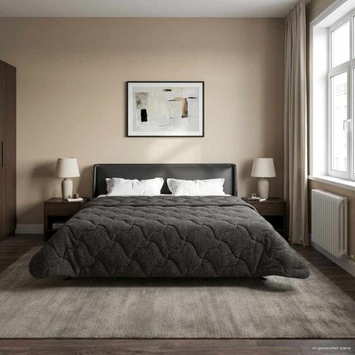 Летен юрган Антрацит 220 x 240 cm Микрофибър и тедди флийс