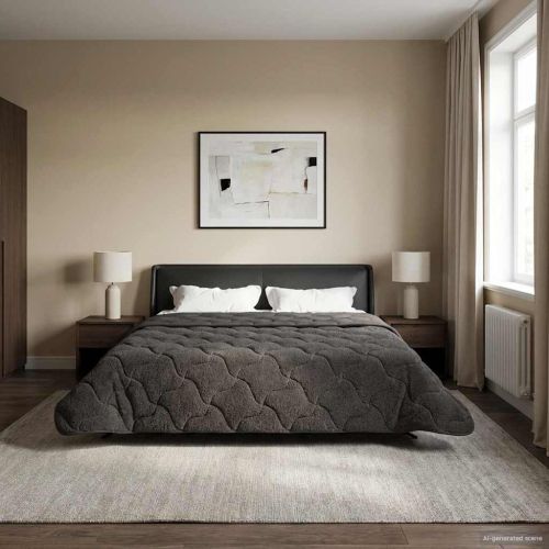 Летен юрган Антрацит 220 x 260 cm Микрофибър и тедди флийс