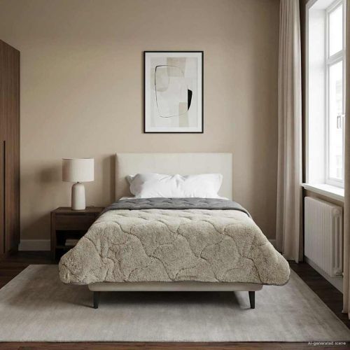 Летен юрган Светлосиво 140 x 220 cm Микрофибър и тедди флийс