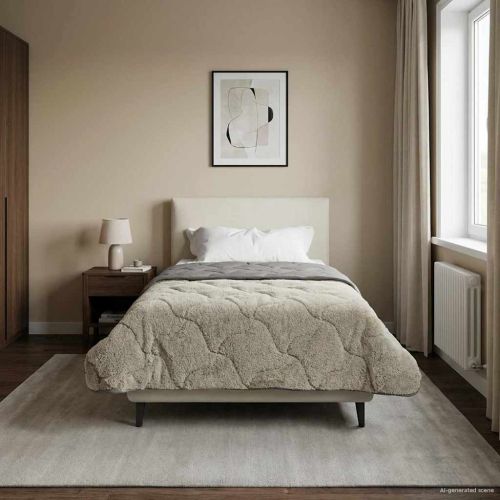 Летен юрган Светлосиво 155 x 220 cm Микрофибър и тедди флийс