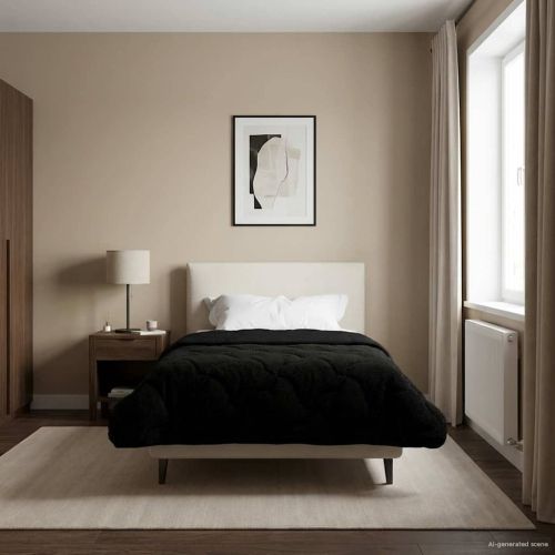 Летен юрган Черно 155 x 220 cm Микрофибър и тедди флийс