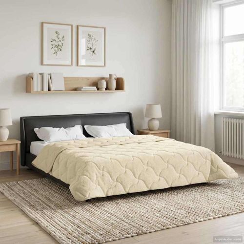 Летен юрган Крем 200 x 200 cm Микрофибър и тедди флийс