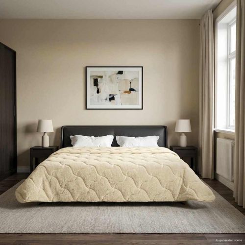 Летен юрган Крем 200 x 240 cm Микрофибър и тедди флийс